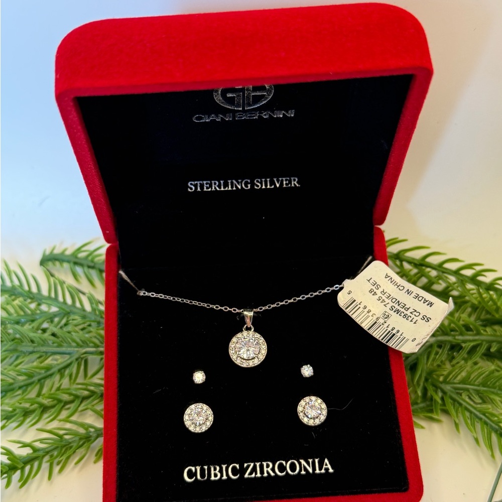 Giani Bernini Sterling Silver Cubic Zirconia Necklace Set